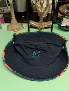 Mission Navy Blue Tropical-Trim Bucket Hat